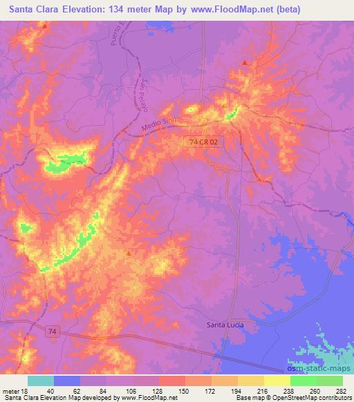 Santa Clara,Colombia Elevation Map