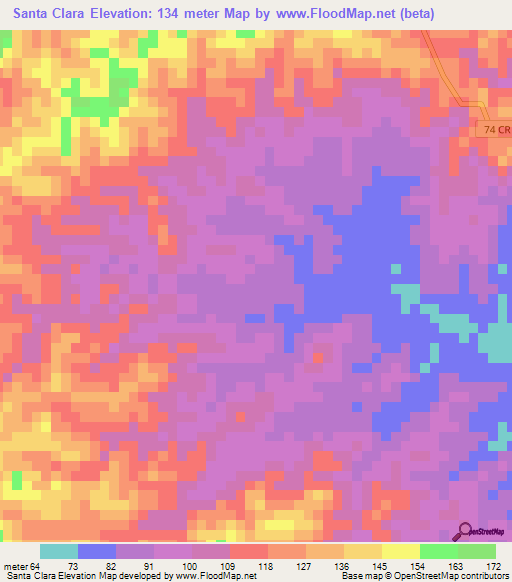 Santa Clara,Colombia Elevation Map