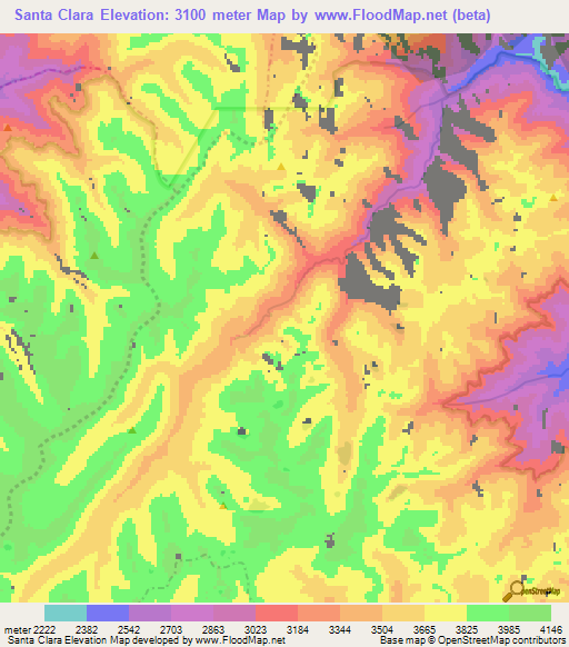 Santa Clara,Colombia Elevation Map