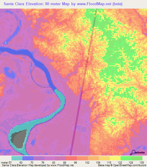 Santa Clara,Colombia Elevation Map