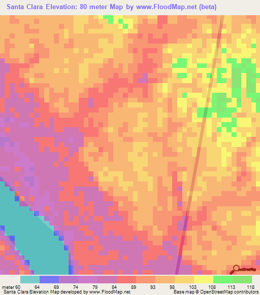 Santa Clara,Colombia Elevation Map