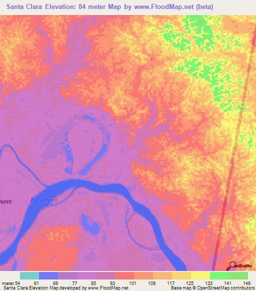 Santa Clara,Colombia Elevation Map