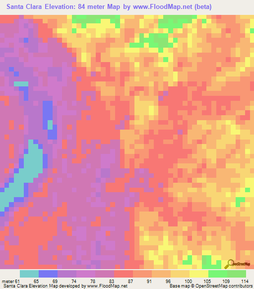 Santa Clara,Colombia Elevation Map