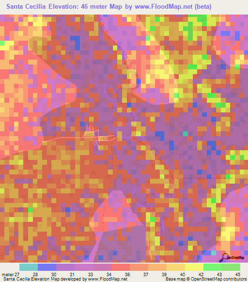 Santa Cecilia,Colombia Elevation Map