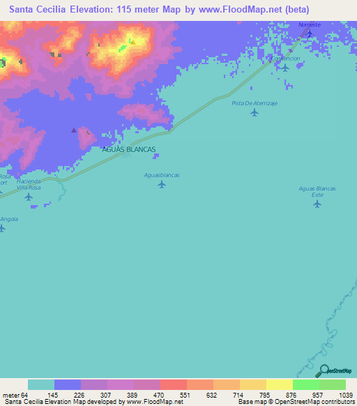 Santa Cecilia,Colombia Elevation Map