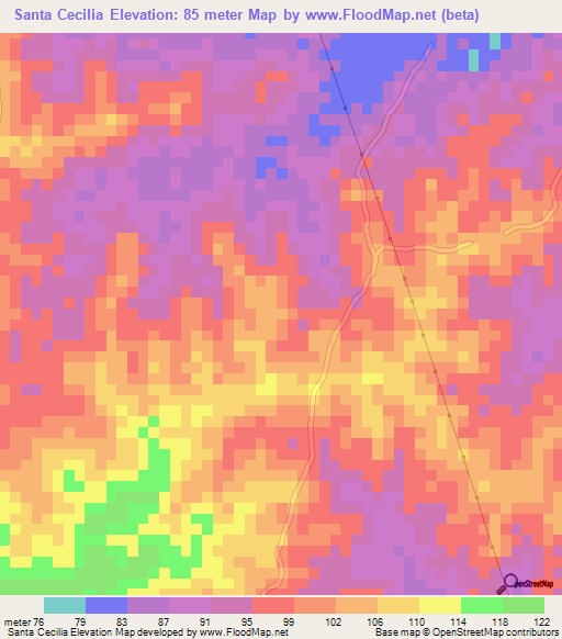 Santa Cecilia,Colombia Elevation Map