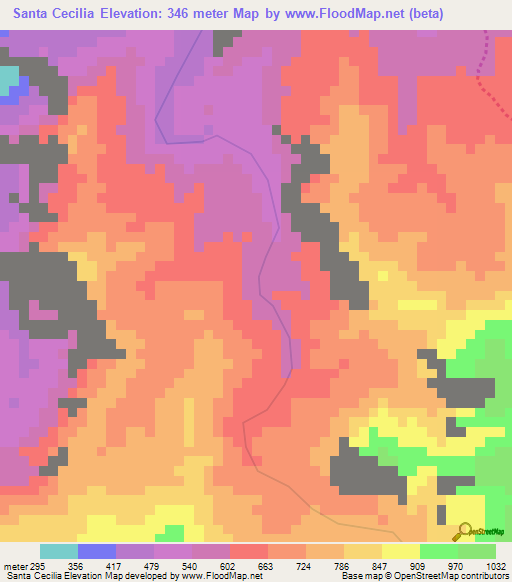 Santa Cecilia,Colombia Elevation Map