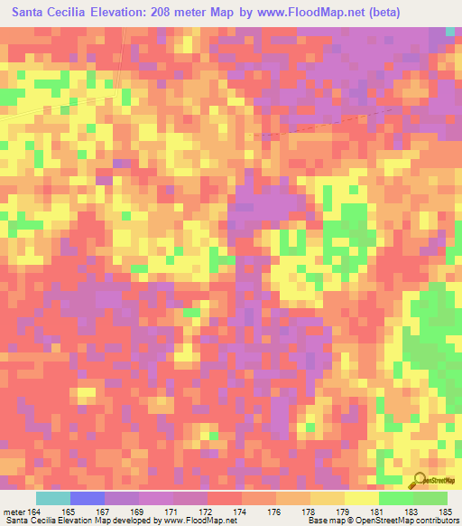 Santa Cecilia,Colombia Elevation Map