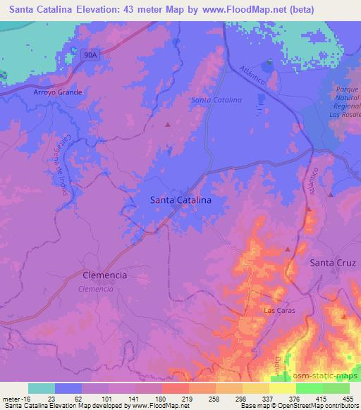 Santa Catalina,Colombia Elevation Map