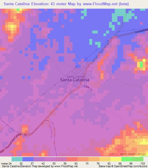 Santa Catalina,Colombia Elevation Map