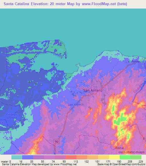 Santa Catalina,Colombia Elevation Map