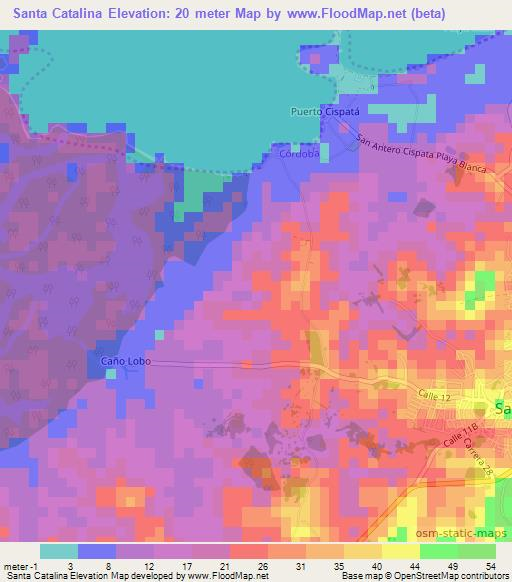 Santa Catalina,Colombia Elevation Map