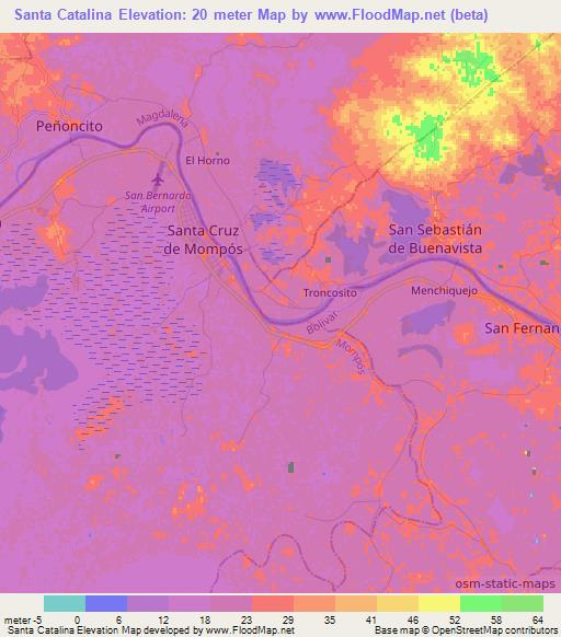 Santa Catalina,Colombia Elevation Map