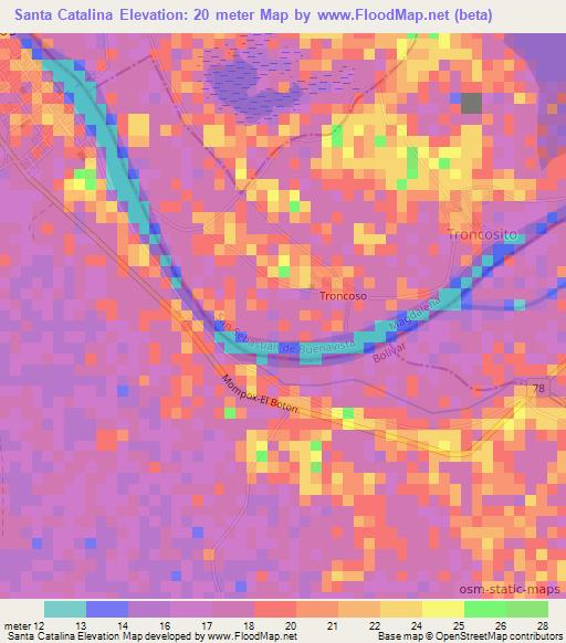 Santa Catalina,Colombia Elevation Map