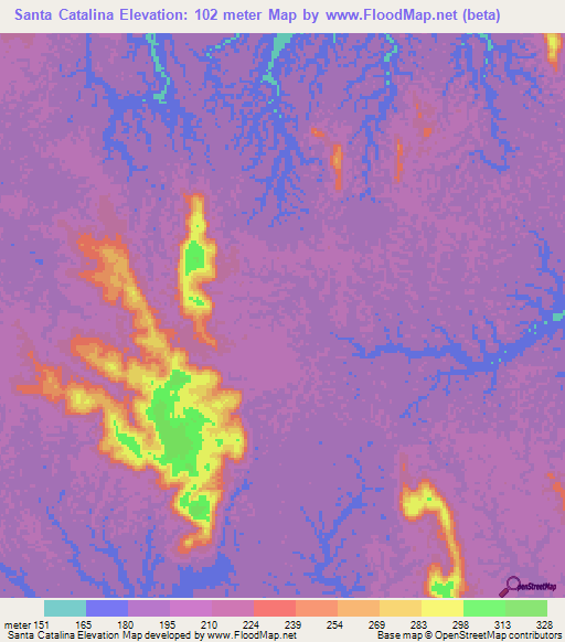 Santa Catalina,Colombia Elevation Map