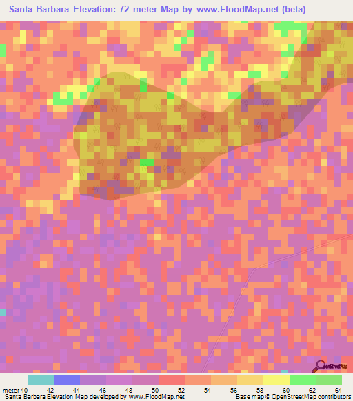 Santa Barbara,Colombia Elevation Map