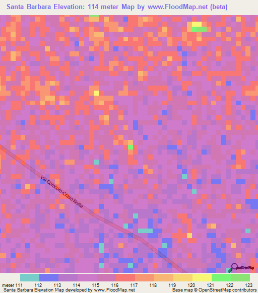 Santa Barbara,Colombia Elevation Map