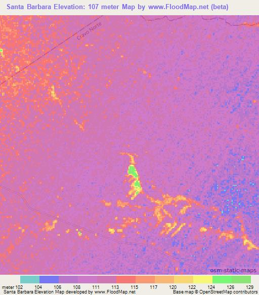 Santa Barbara,Colombia Elevation Map