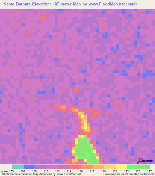 Santa Barbara,Colombia Elevation Map