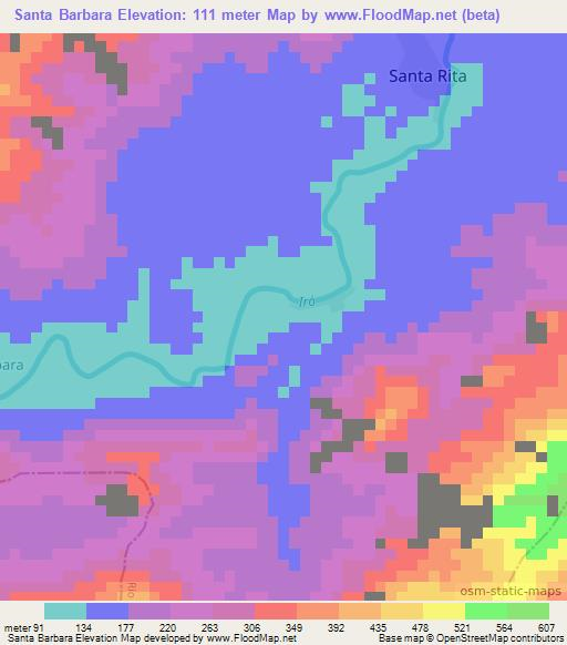 Santa Barbara,Colombia Elevation Map