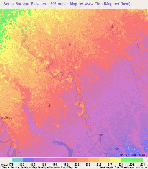 Santa Barbara,Colombia Elevation Map