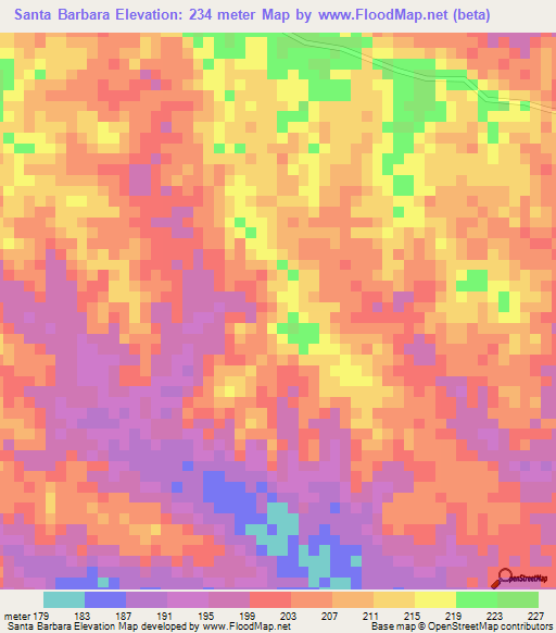 Santa Barbara,Colombia Elevation Map