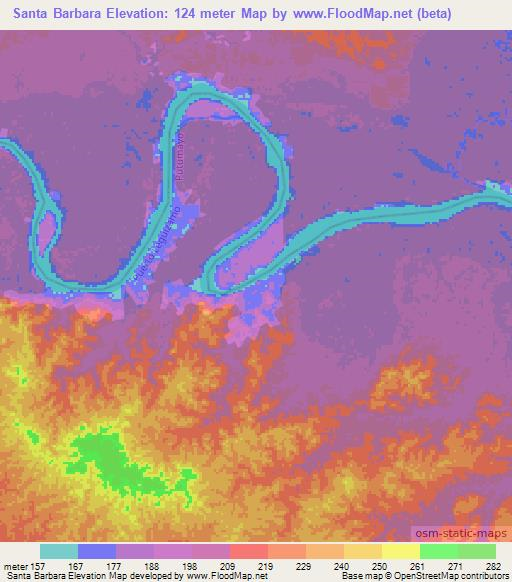 Santa Barbara,Colombia Elevation Map