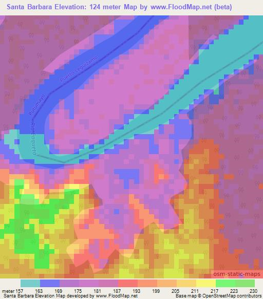 Santa Barbara,Colombia Elevation Map