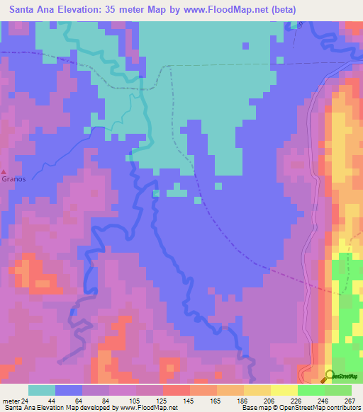 Santa Ana,Colombia Elevation Map