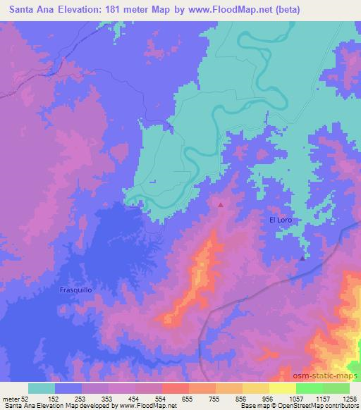 Santa Ana,Colombia Elevation Map