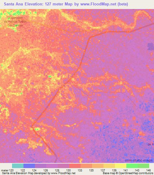 Santa Ana,Colombia Elevation Map