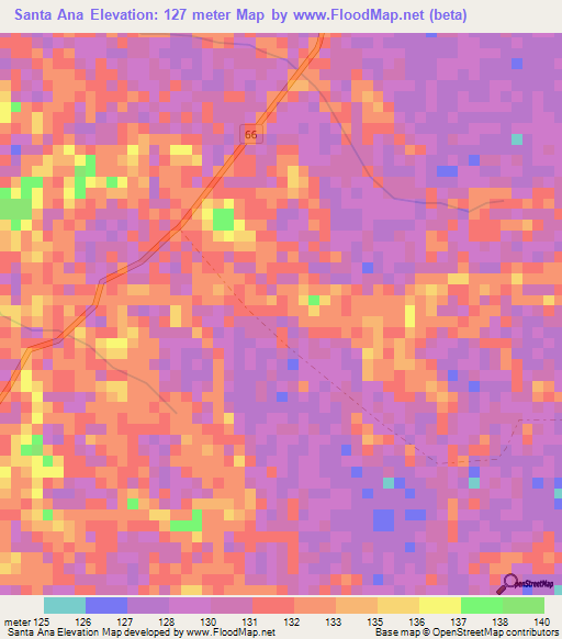 Santa Ana,Colombia Elevation Map