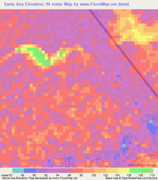 Santa Ana,Colombia Elevation Map