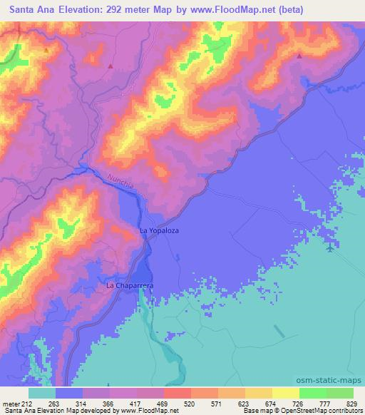 Santa Ana,Colombia Elevation Map