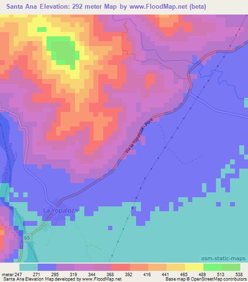 Santa Ana,Colombia Elevation Map