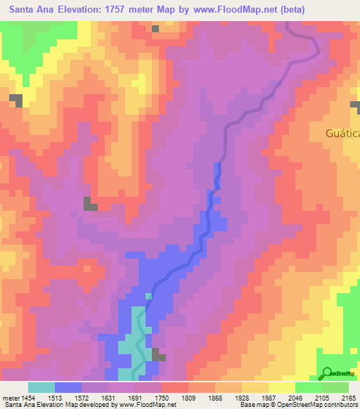 Santa Ana,Colombia Elevation Map