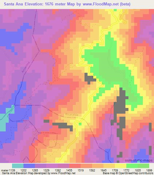 Santa Ana,Colombia Elevation Map