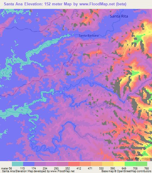 Santa Ana,Colombia Elevation Map