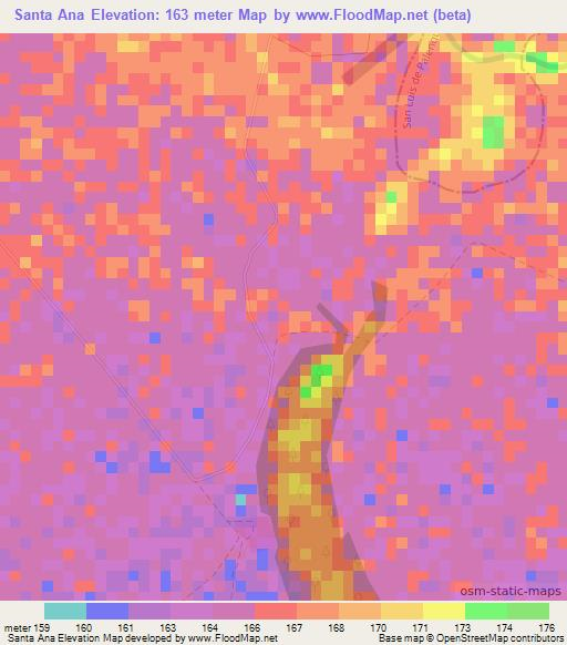 Santa Ana,Colombia Elevation Map