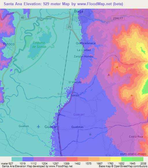 Santa Ana,Colombia Elevation Map