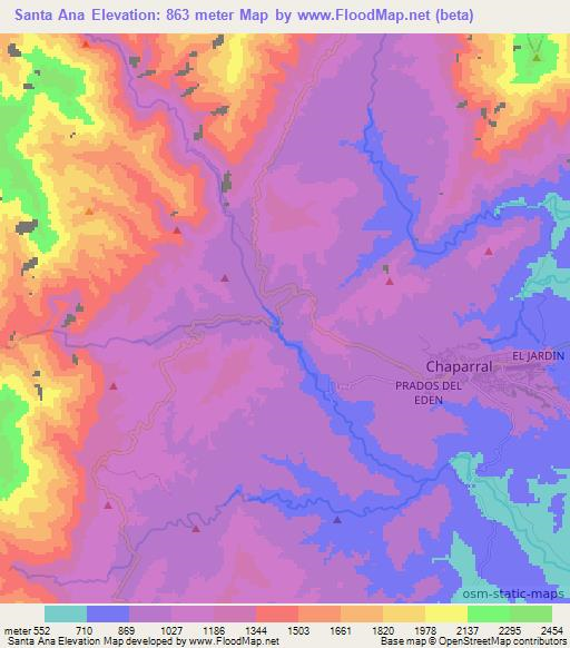 Santa Ana,Colombia Elevation Map