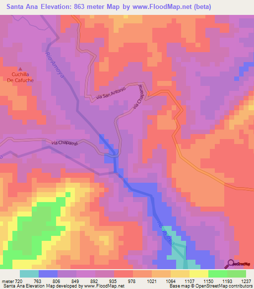 Santa Ana,Colombia Elevation Map