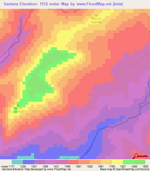 Santana,Colombia Elevation Map