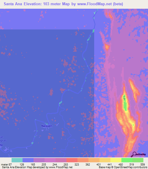 Santa Ana,Colombia Elevation Map