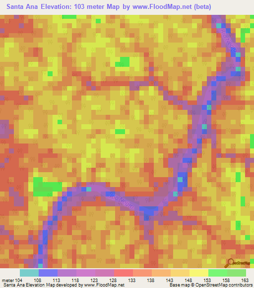 Santa Ana,Colombia Elevation Map