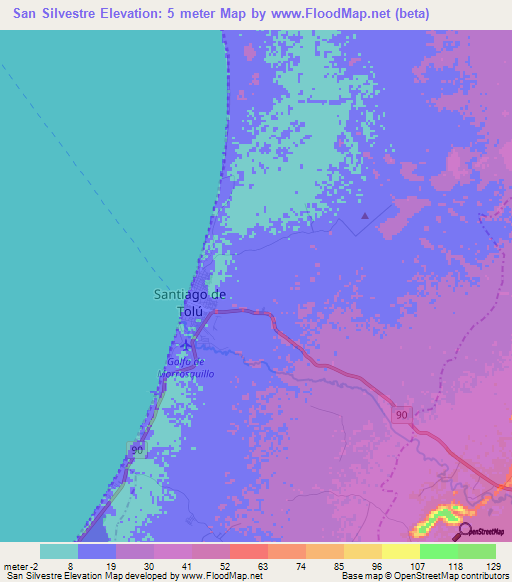 San Silvestre,Colombia Elevation Map