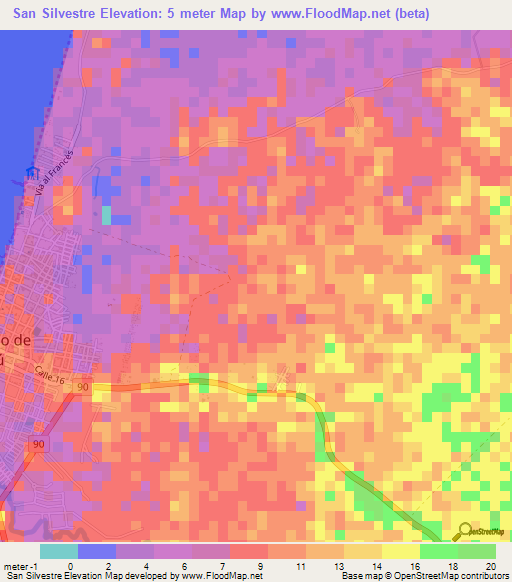 San Silvestre,Colombia Elevation Map