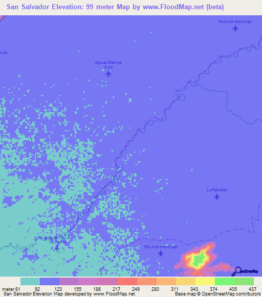 San Salvador,Colombia Elevation Map