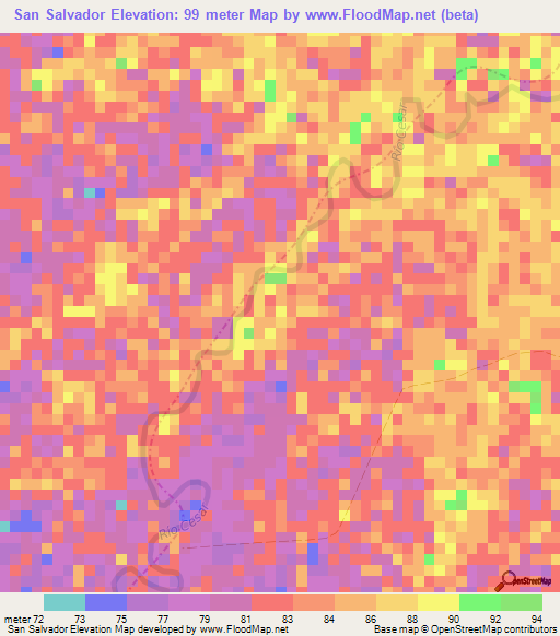 San Salvador,Colombia Elevation Map