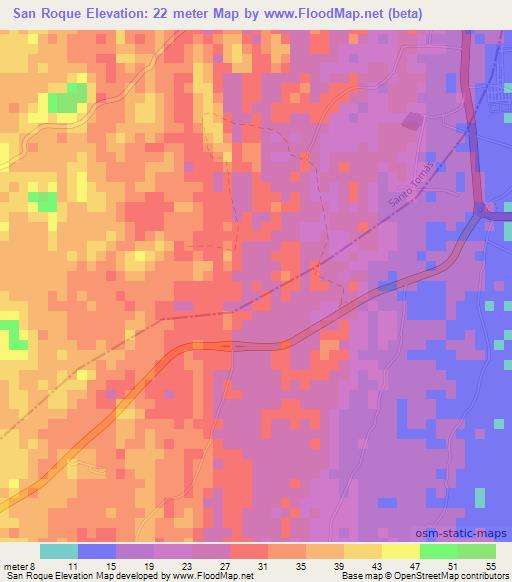 San Roque,Colombia Elevation Map